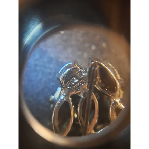 Vintage Clip On Earring Brooch Set Made in Germany Sparkling Rhinestones - Picture 8 of 10